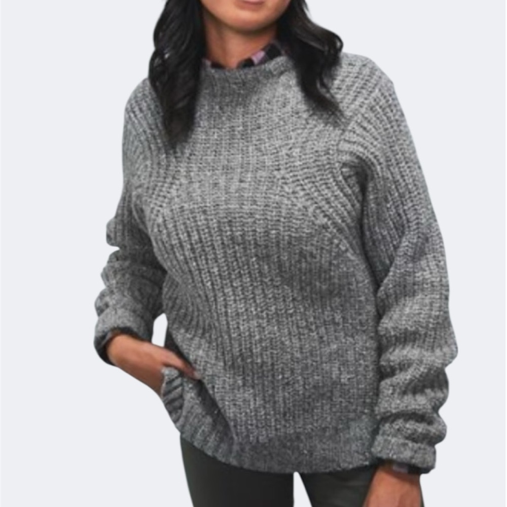 REI Co-Op Wallace Lake Sweater Wool Blend Ribbed Knit Gray XL